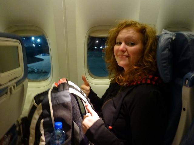 Brianna signals her thumbs-up approval of the trip as we land in Atlanta.  Yes, it was great!Photo by FG.